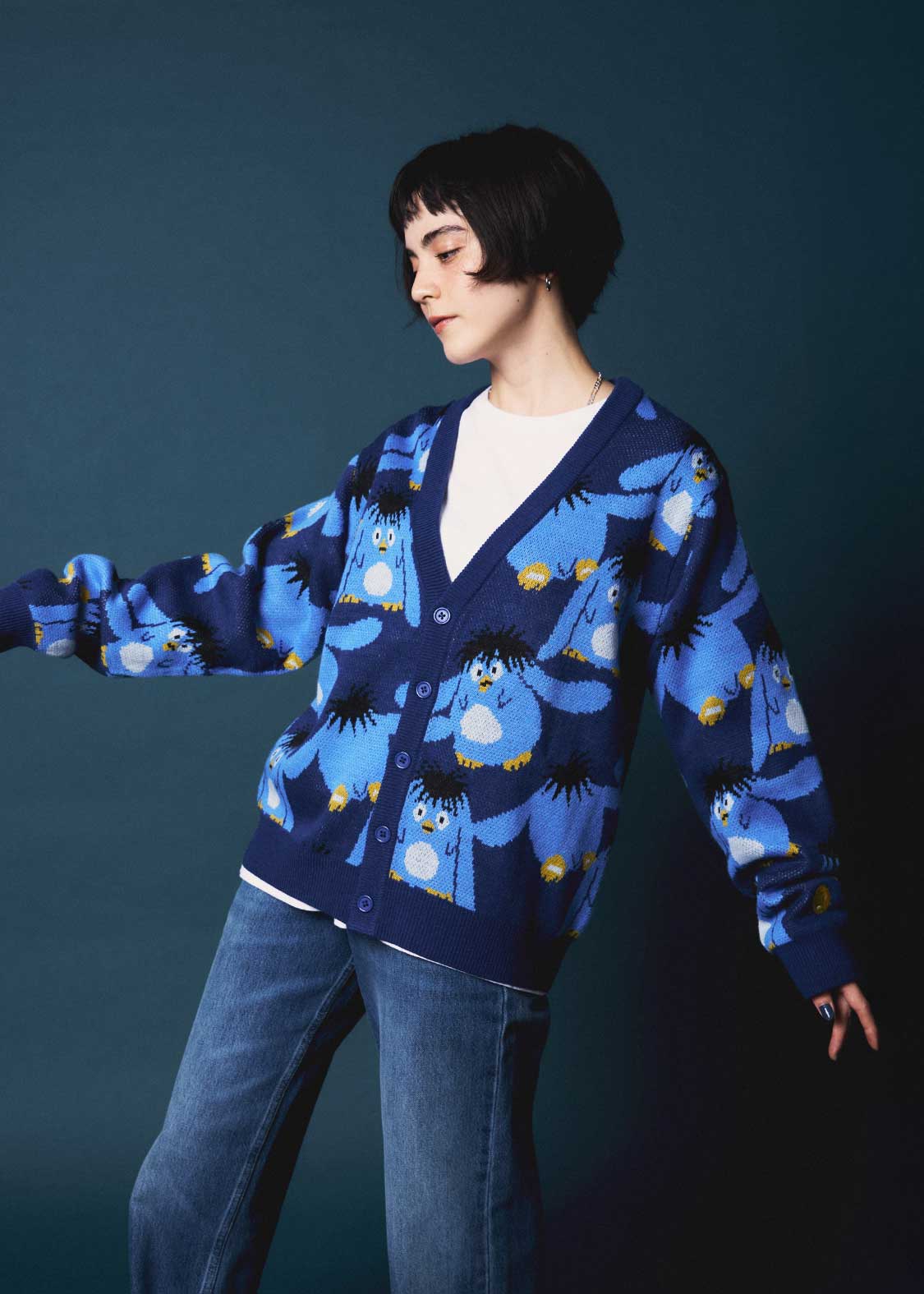 プー｜ジャカードニットカーディガン｜ユニセックス｜グラニフ(graniph