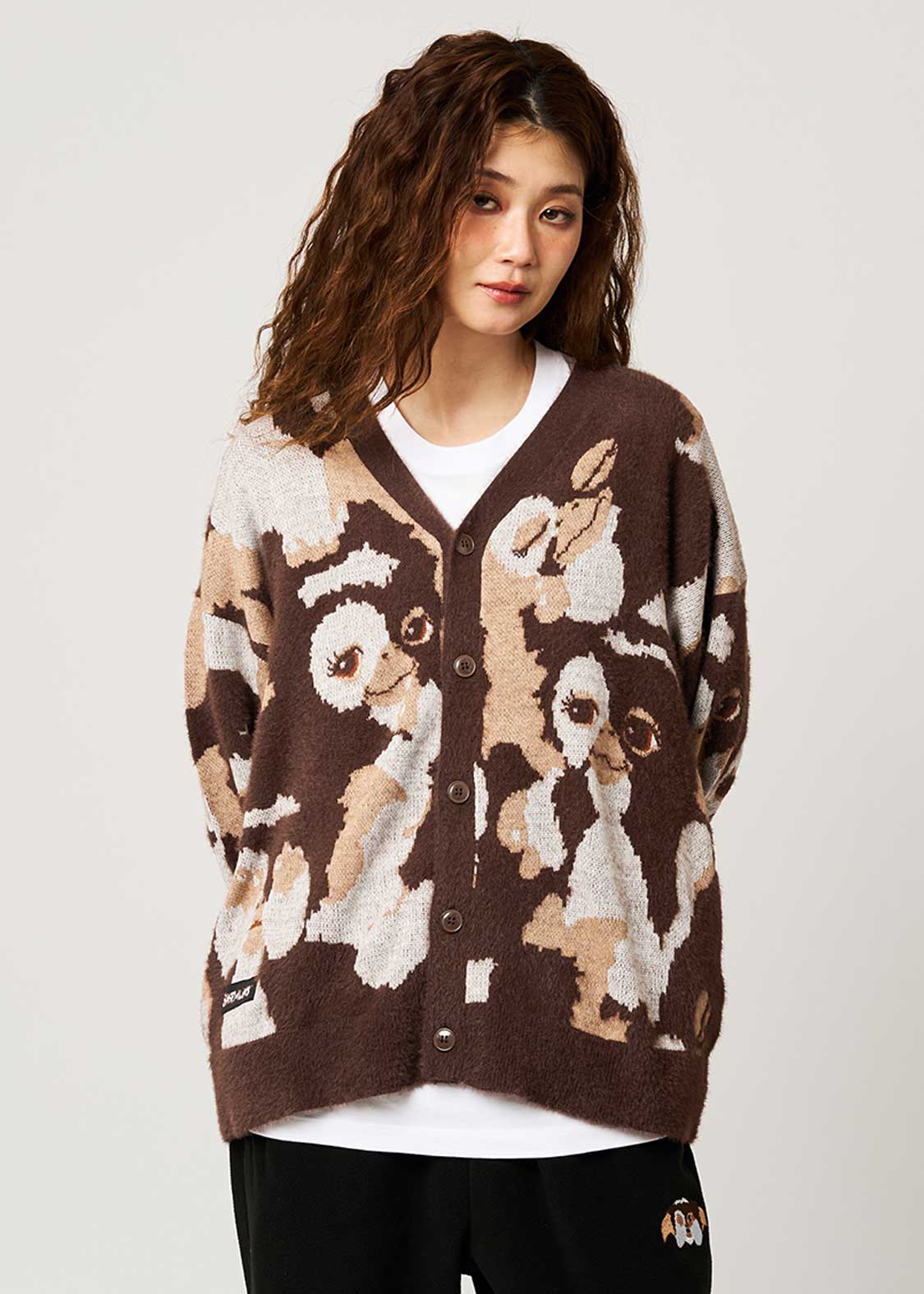 ギズモ ハニカミ パターン｜ジャカードVネックカーディガン｜ユニ