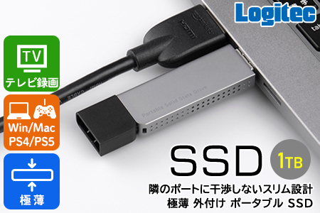 044-05】ロジテック スリム外付けSSD 1TB【LMD-SPDL100U3】 | 長野県