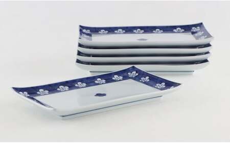 源右衛門窯 古染風梅紋 長角皿 器 食器 角皿 焼物皿 有田焼 A130-33