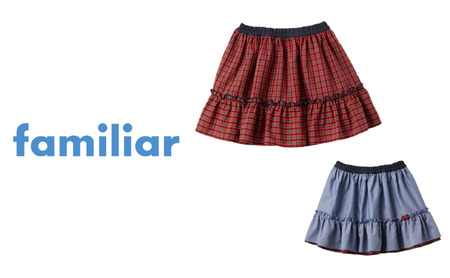 ファミリア】100cm XF 赤系 リバーシブルスカート（240482） | 兵庫県