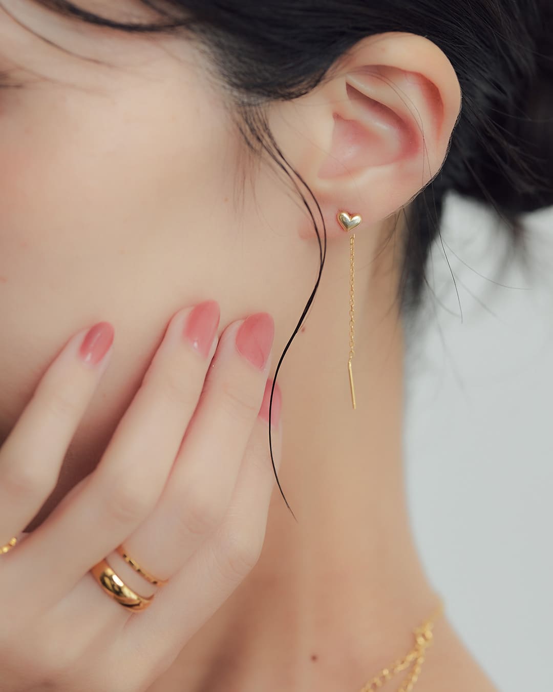 S925/18KGP】ハートモチーフロングチェーンピアス【美人百花2月号掲載