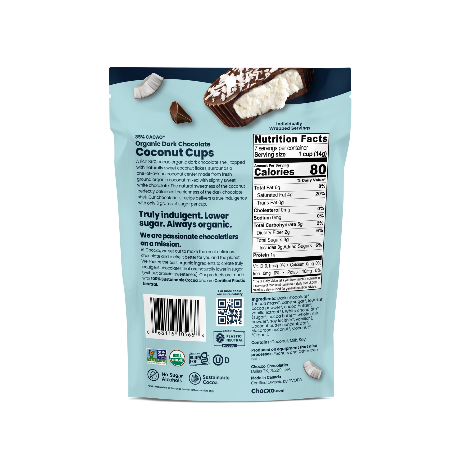 Dark Chocolate Coconut Cups – Chocxo