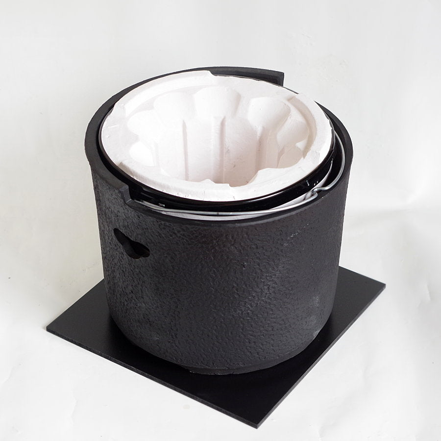 三河焼き七輪 炎匠 黒（三河焼+珪藻土コンロ） – 茶炭俱楽部