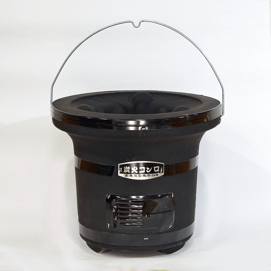木炭コンロ(七輪）黒 8.5号 焼網付 – 茶炭俱楽部
