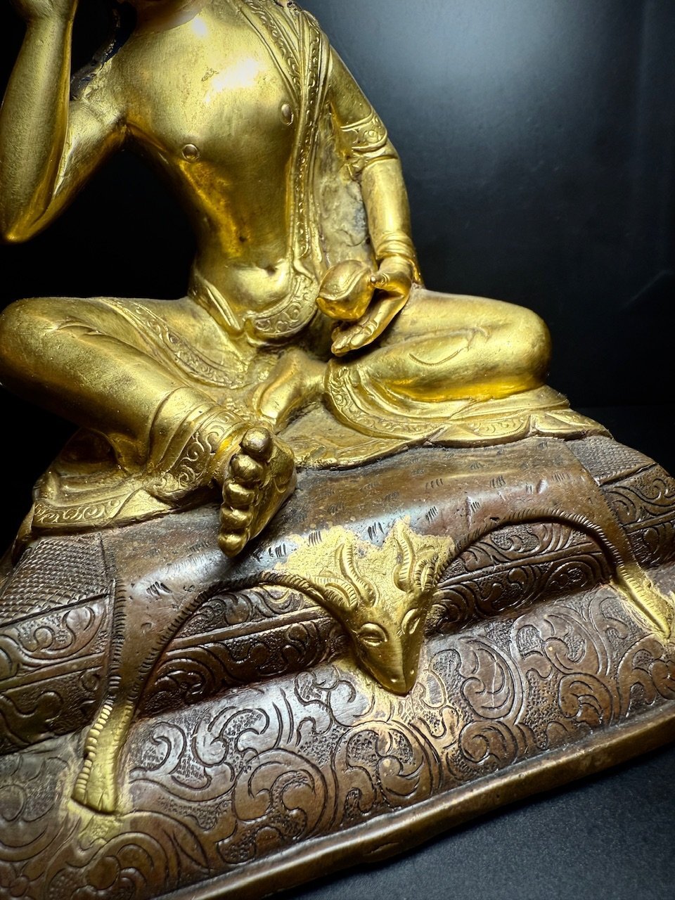 チベット密教カギュ派・ミラレパ (milarepa) 鍍金仏像（金銅仏