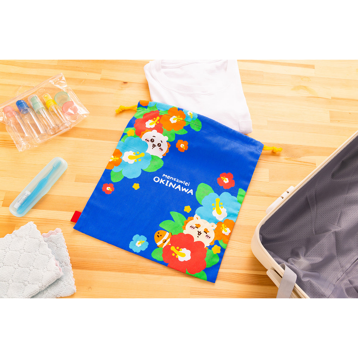 ちいかわ シーサーのおみやげやさん 大きめ便利巾着（ハイビスカス