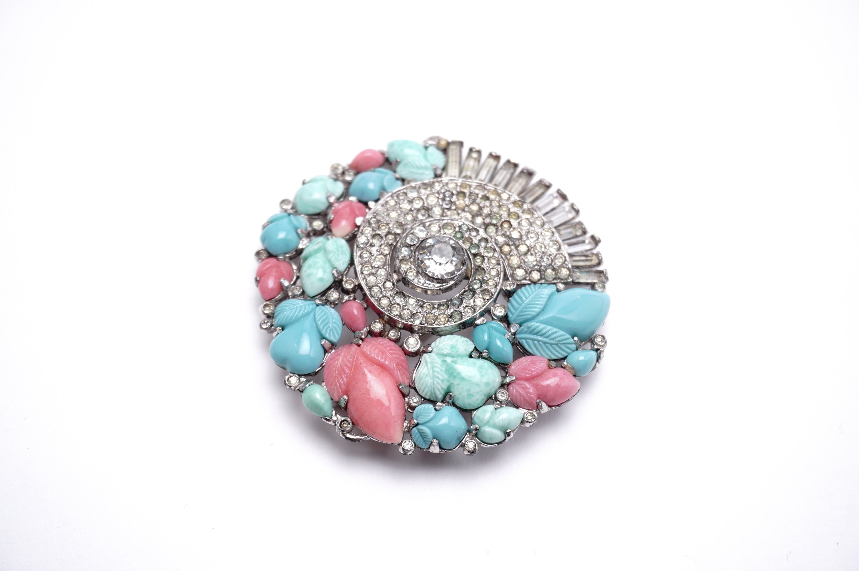 Trifari クラウン トリファリ ターコイズ クラッチブーケ ブローチ
