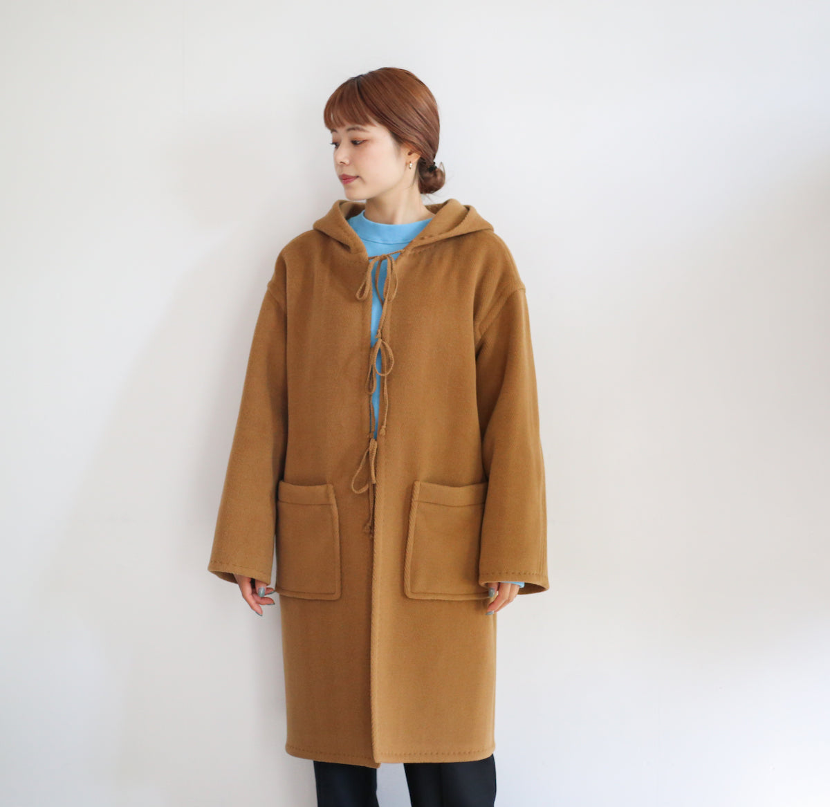 AURALEE DOUBLE CLOTH SUPER FINE MELTON COAT / WOOL HERINGBONE PILE