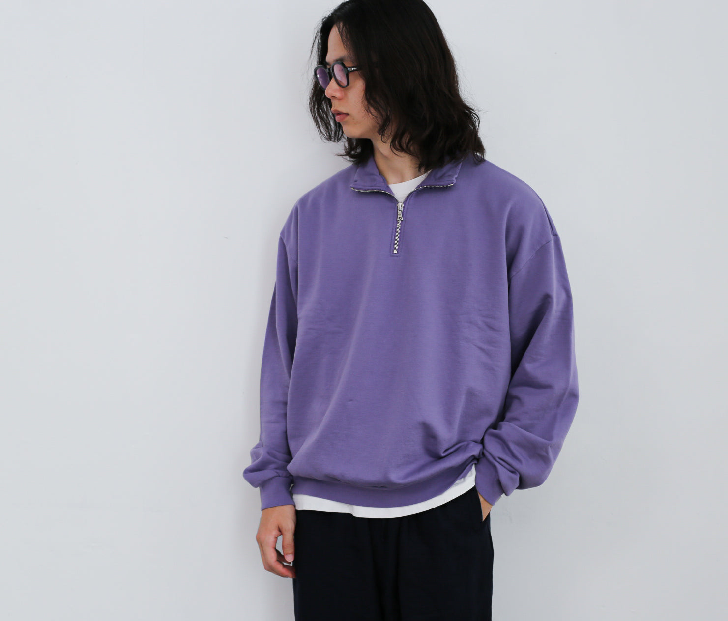 AURALEE ELASTIC HIGH GAUGE SWEAT HALF ZIP P/O – Chum!