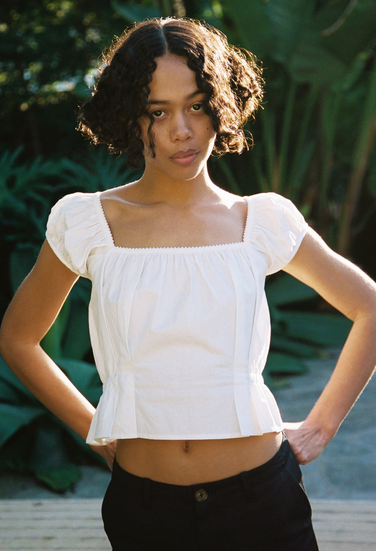 Lille White Cotton Cap Sleeved Top – Ciao Lucia