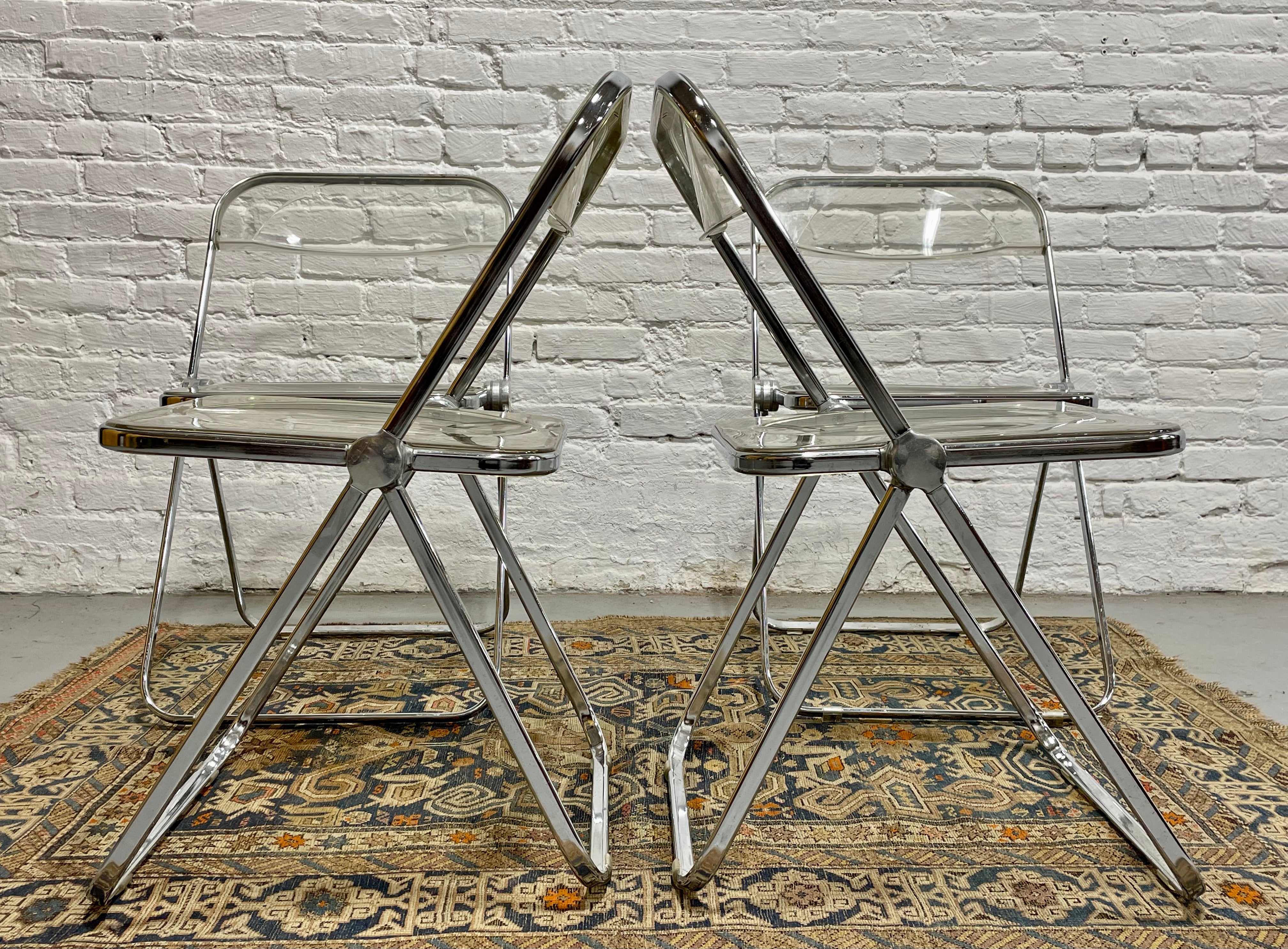 Mid Century Modern Lucite Plia Folding Chairs, Giancarlo Piretti
