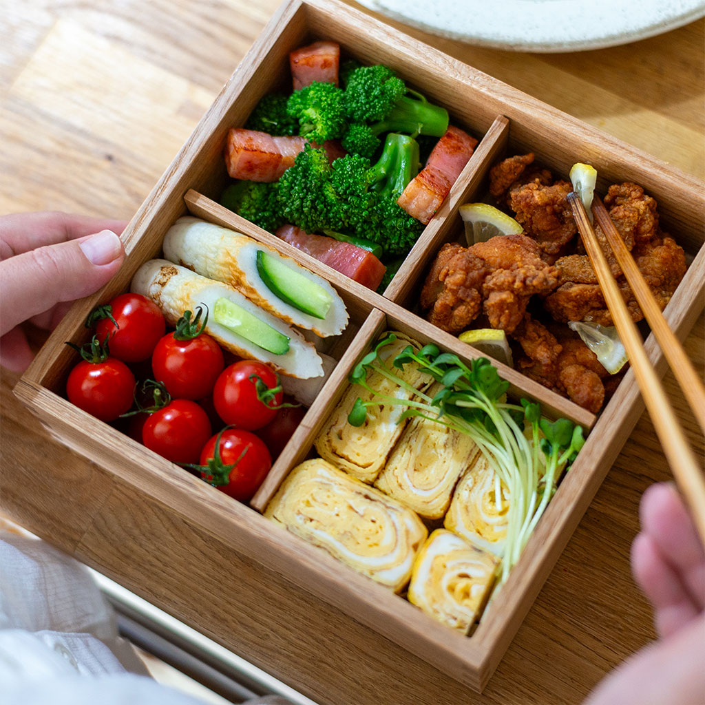 松屋漆器店｜白木塗タモ ナチュラル［6寸］二段重箱 COMFOTA 北欧雑貨店