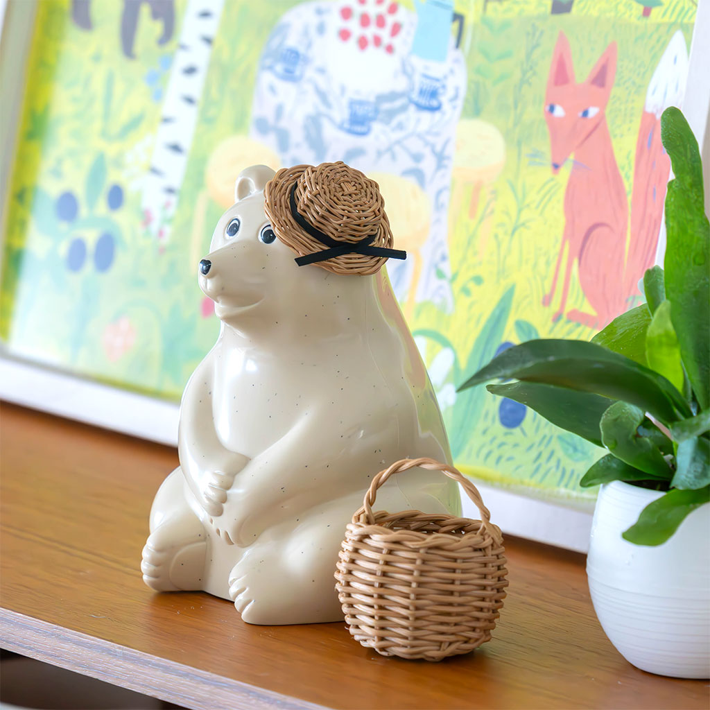 kuroshiro works｜ラタン しろくま貯金箱のカンカン帽 COMFOTA 北欧雑貨店