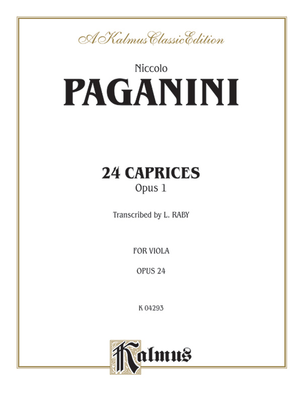 24 Caprices, Opus 1: Viola Solo Book: Niccolò Paganini | Sheet Music