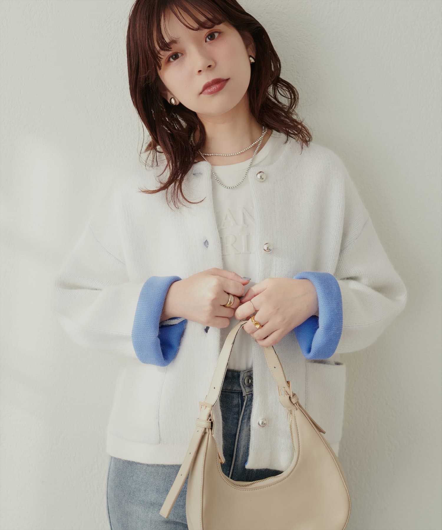 お気に入り総選挙1位！】FOX混プレーティングニットジャケット