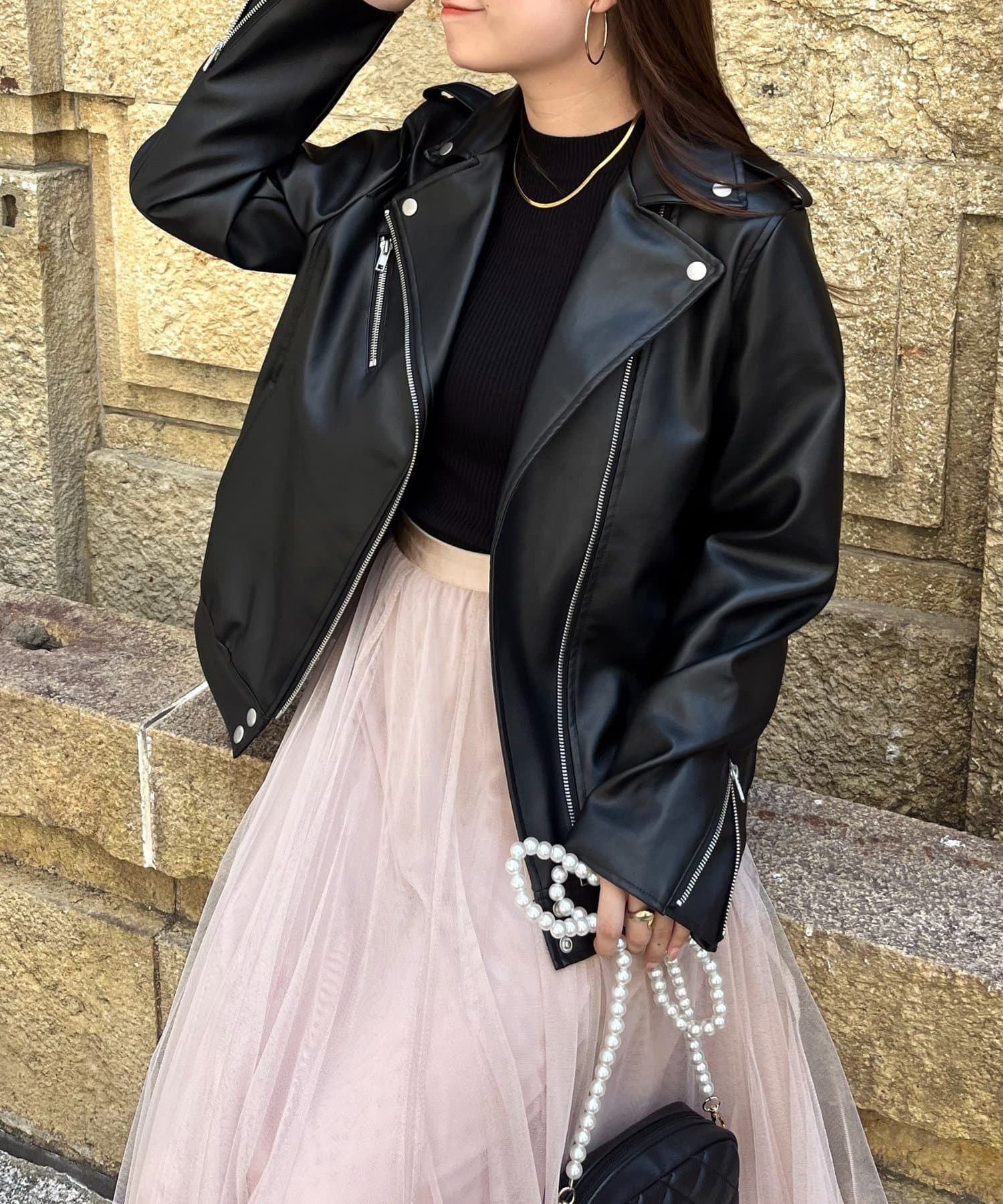 フェイクレザーライダースジャケット | prose verse(プロズヴェール