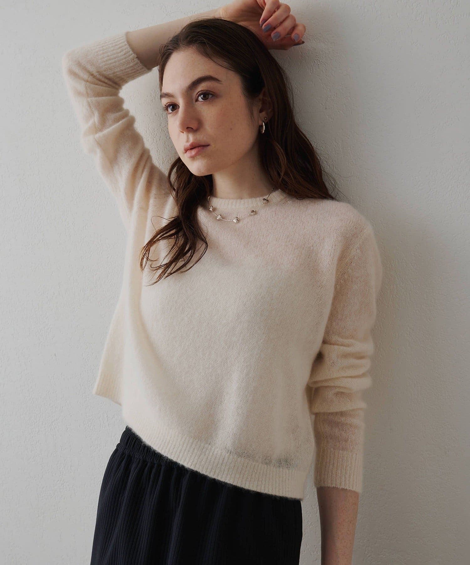 カシミヤシルクシアークルーニット | Drawing Numbers(ドローイング