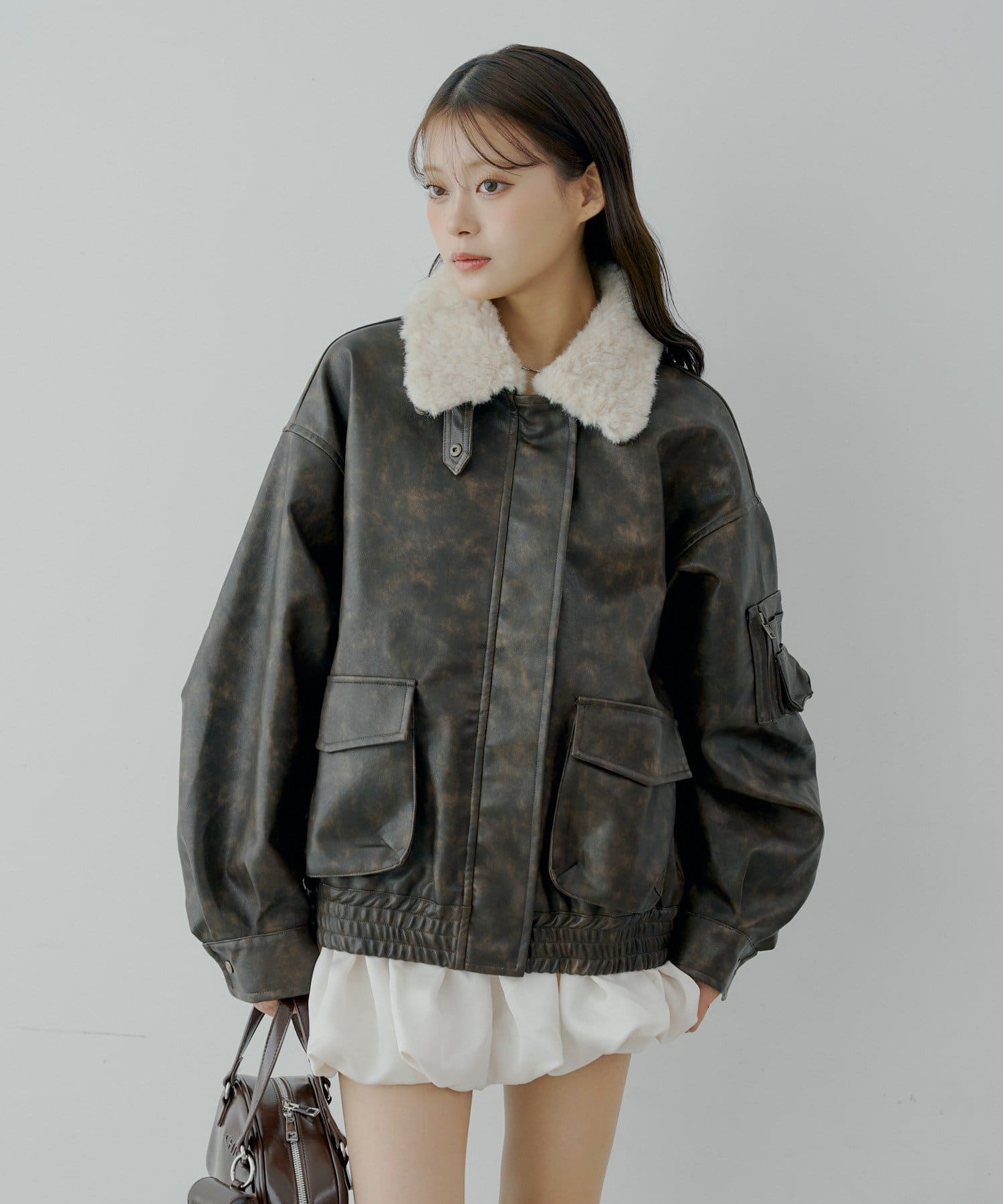 ミリタリーレザージャケット/ファー取外し可能 | Chico(チコ