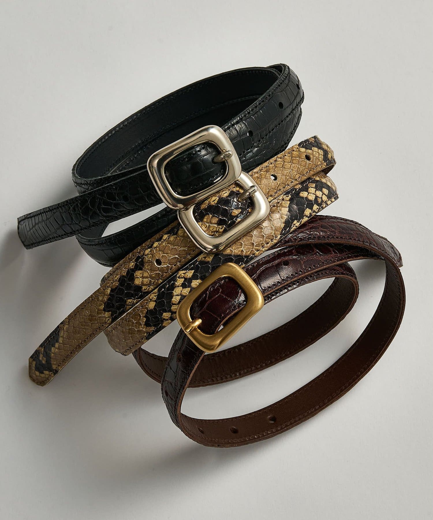 Hoaw.】型押しパイソンナローベルト | Whim Gazette(ウィム ガゼット