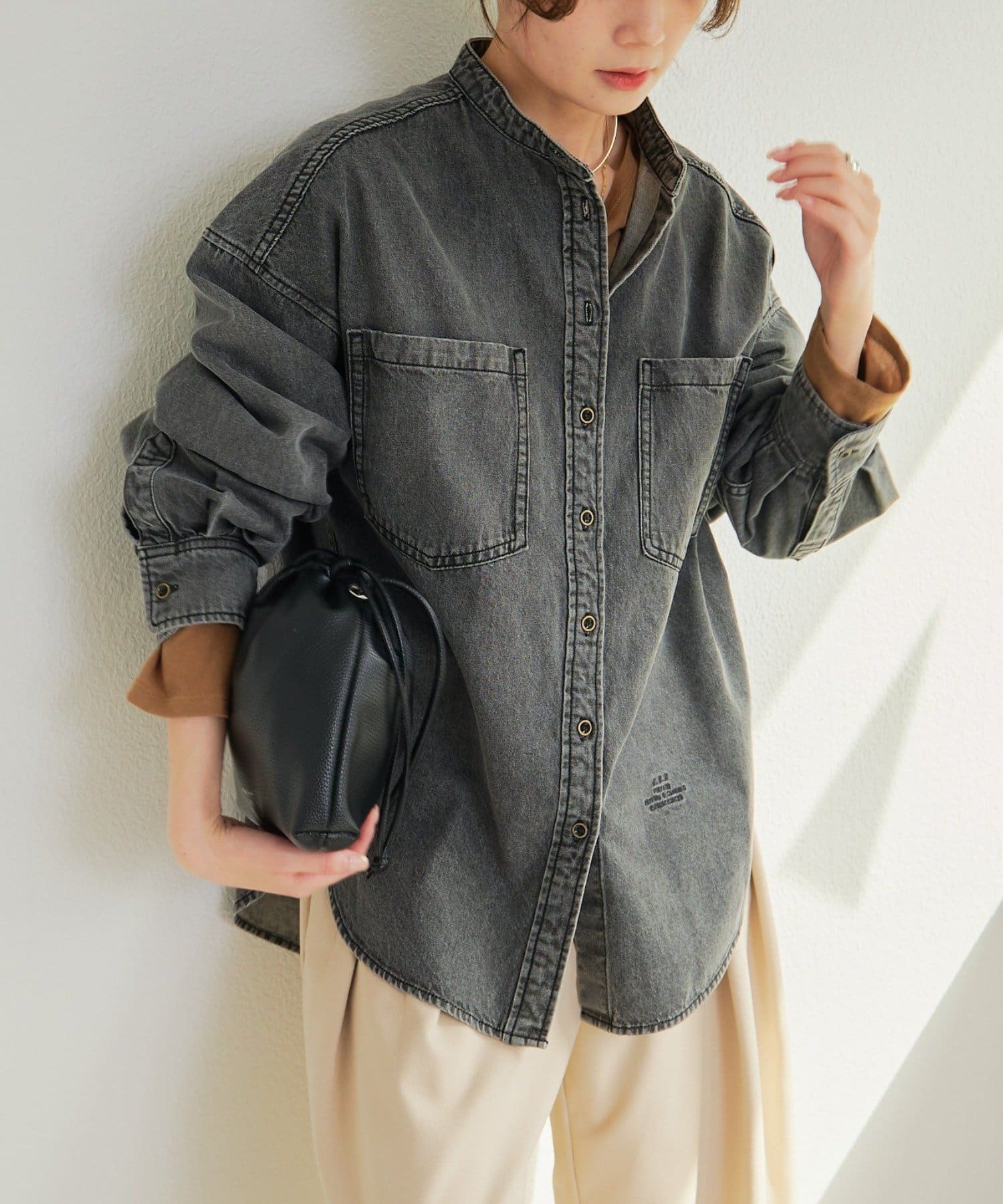 デニムバンドカラーシャツ | PUAL CE CIN(ピュアルセシン)レディース