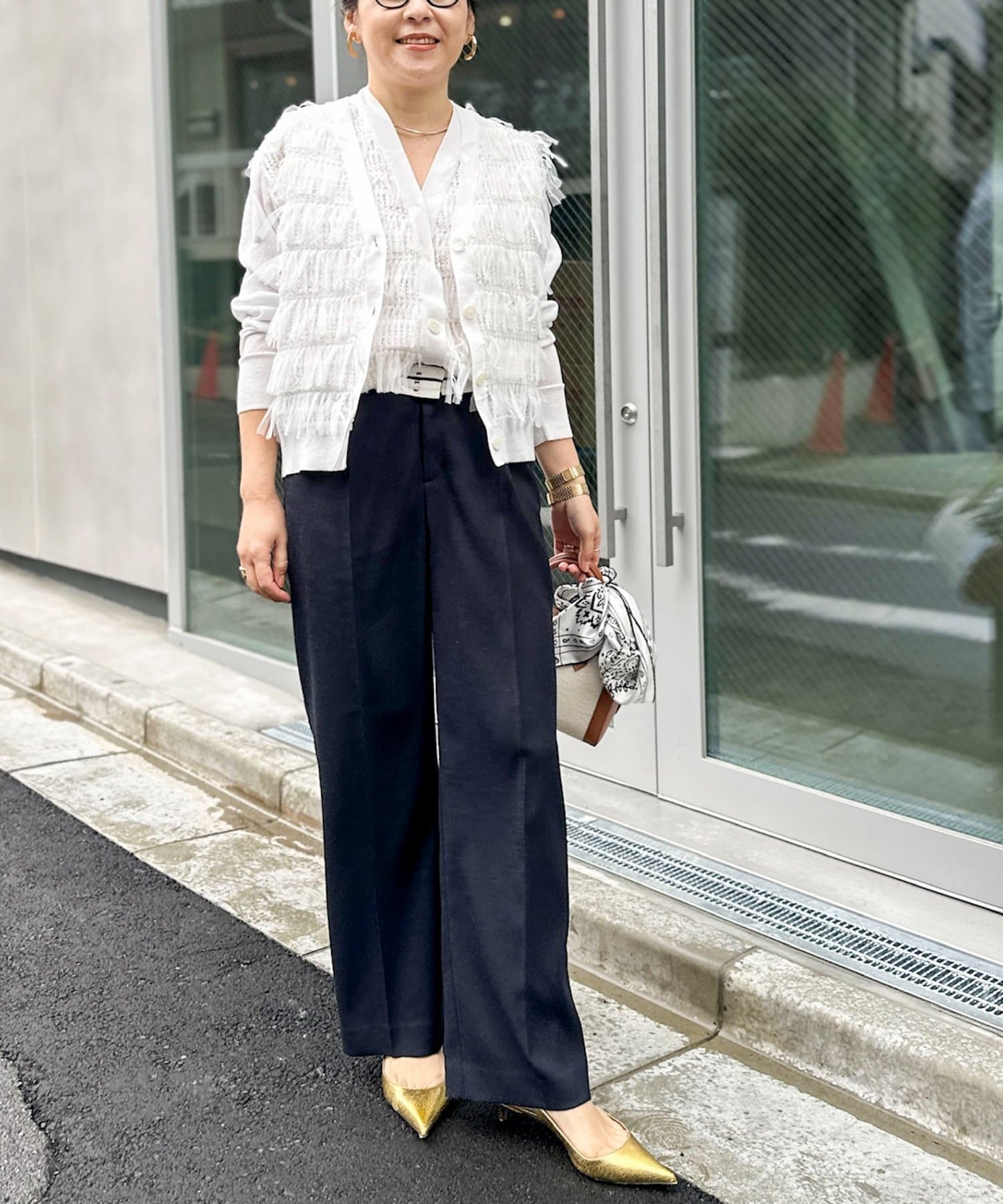 手洗い可能》チュールフリンジVネックカーディガン | NOLLEY'S