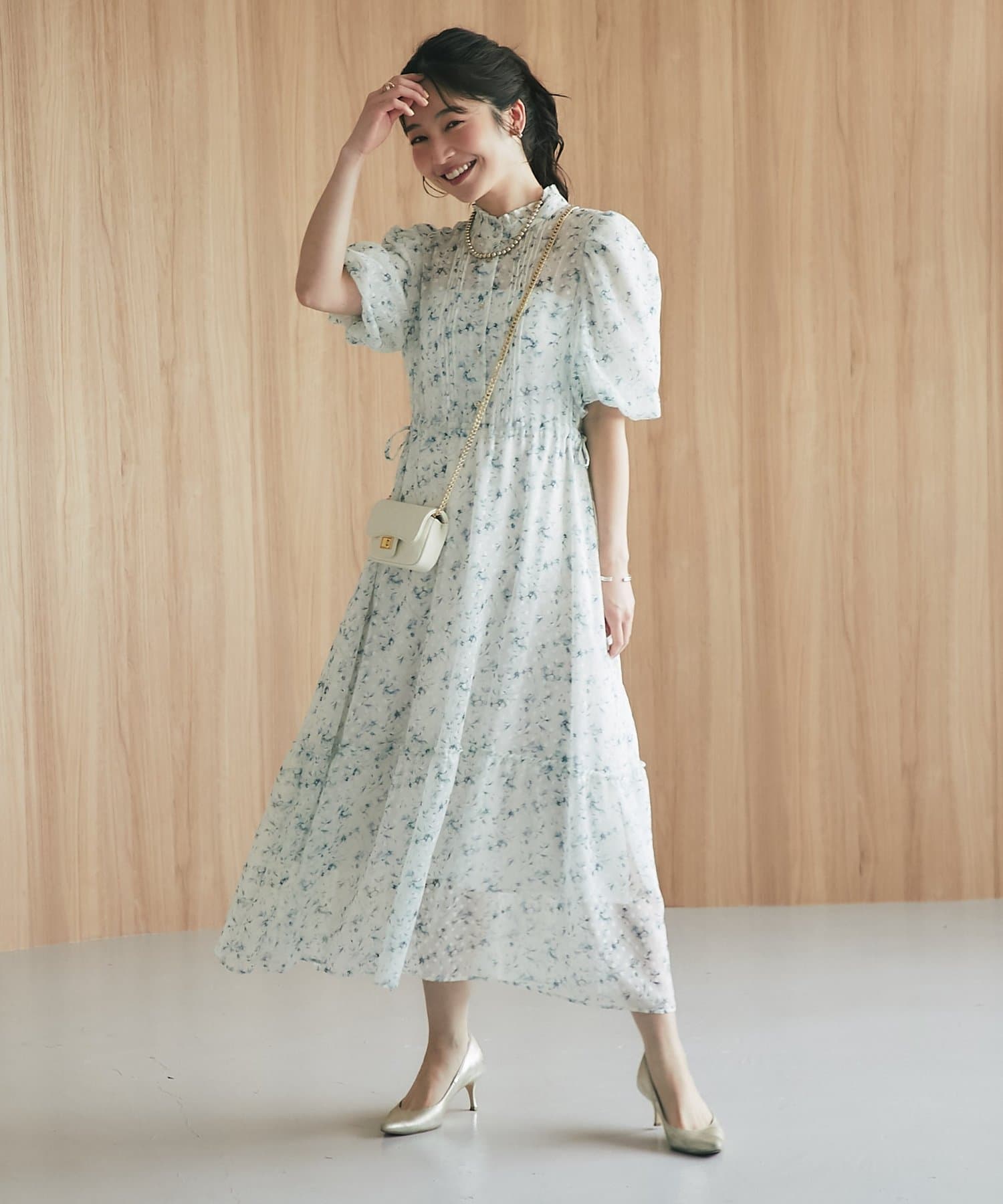 フラワープリントバルーンスリーブワンピース | La boutique BonBon