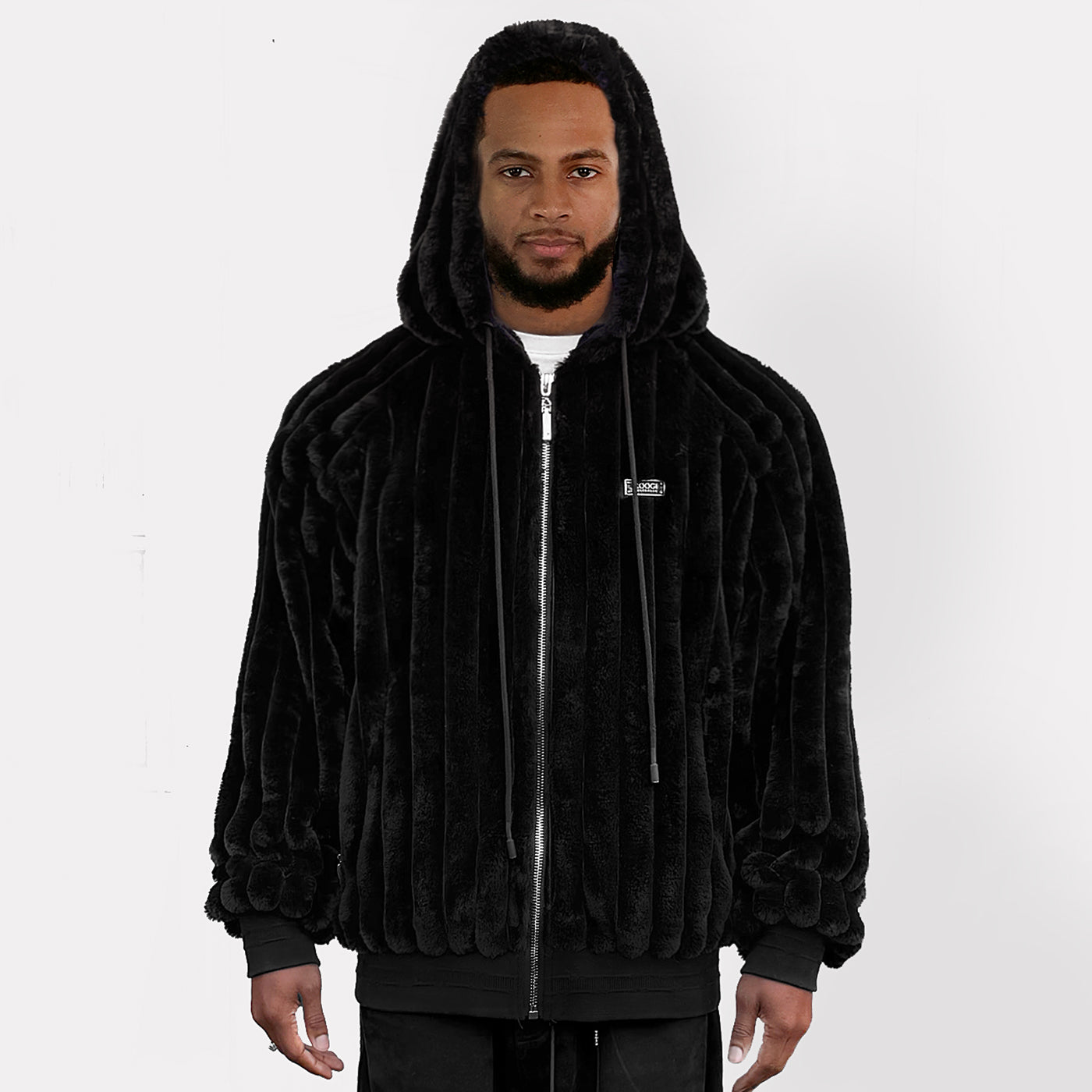 New - COOGI Faux Fur Full Zip Hoody - Black