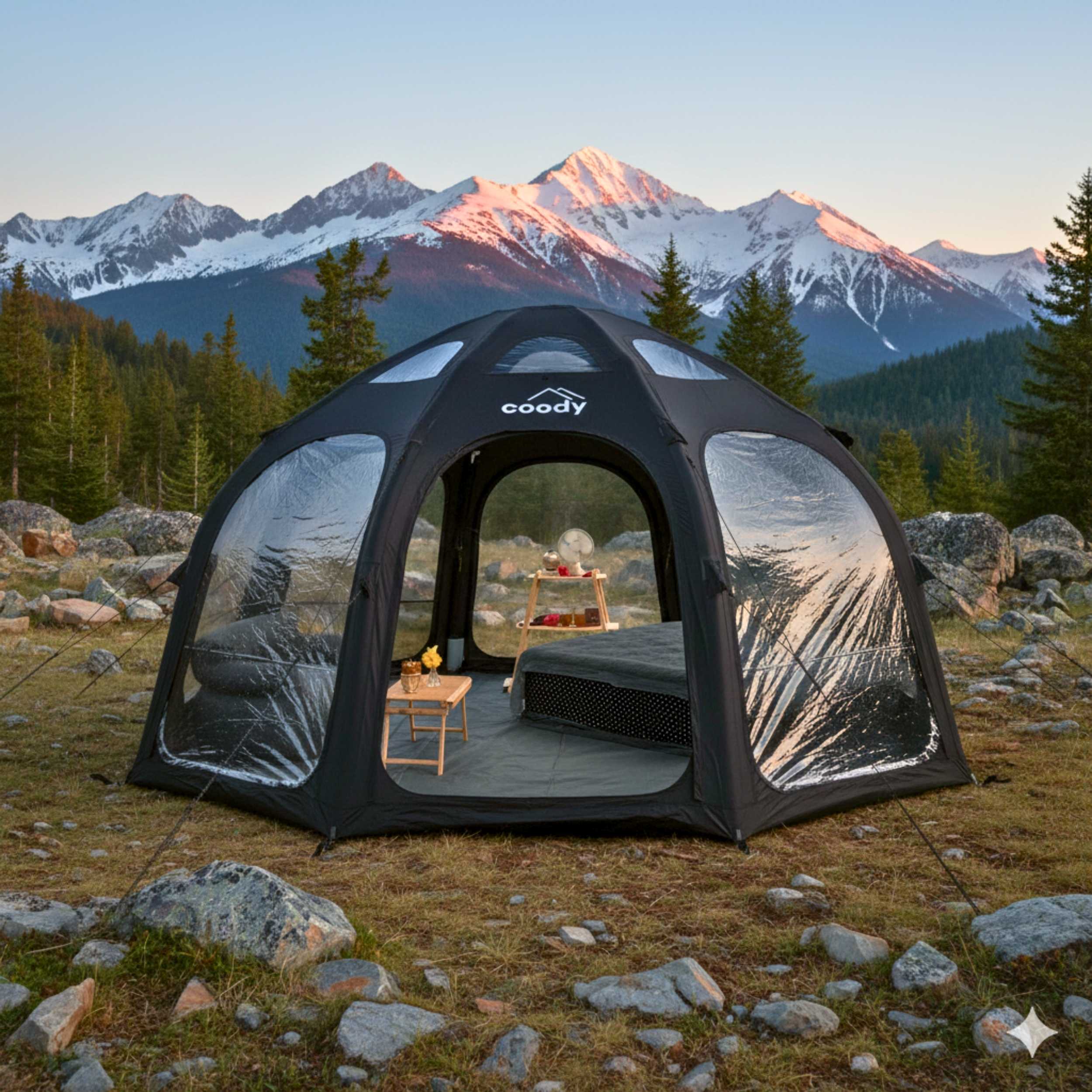 Coody Aurora Dome Black Inflatable Shelter for Outdoors (2-4 person)