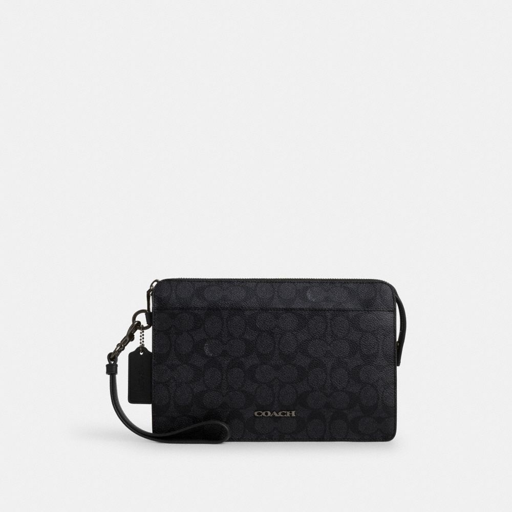 公式】コーチアウトレット | ジップ ポーチ・シグネチャー キャンバス