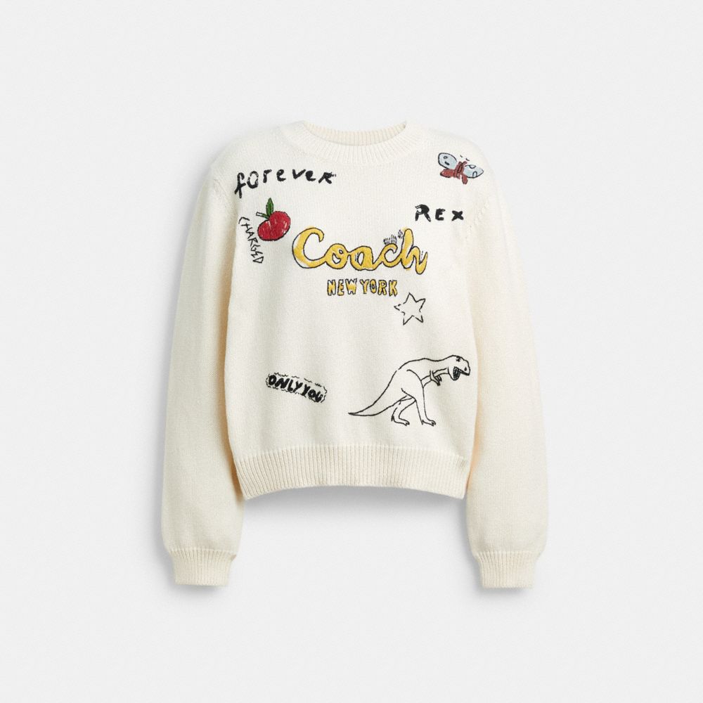COACH® Outlet | Sketch Print Crewneck Sweater In Organic Cotton