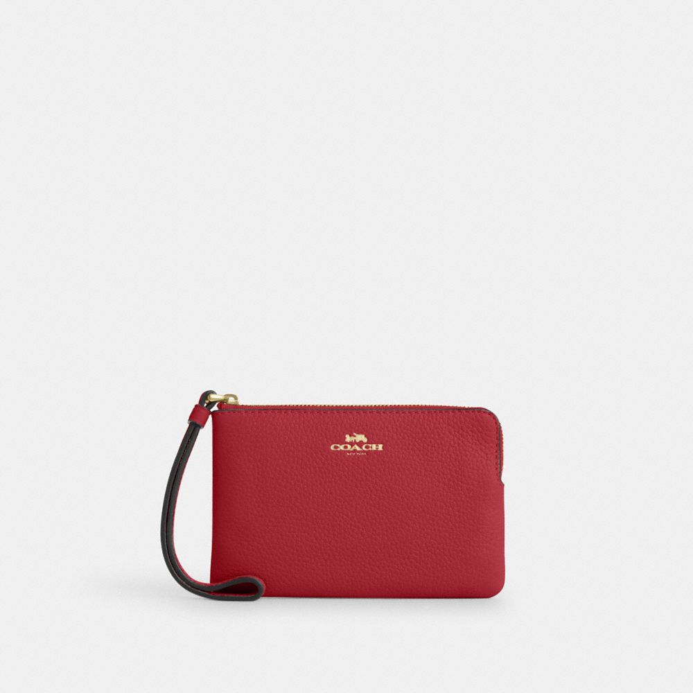 COACH® Outlet | Corner Zip Wristlet In Signature Canvas With Stripe