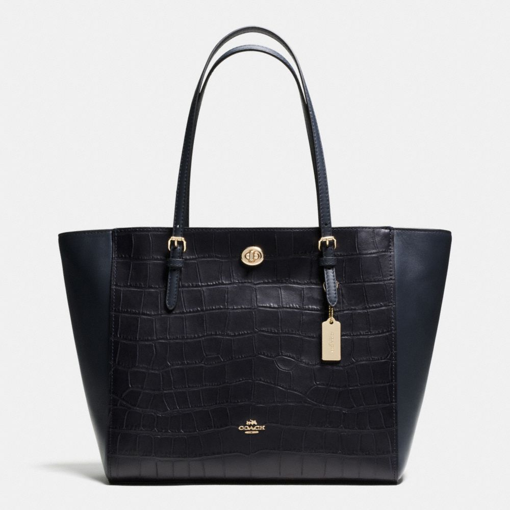 COACH® | Turnlock Tote In Croc Embossed Leather