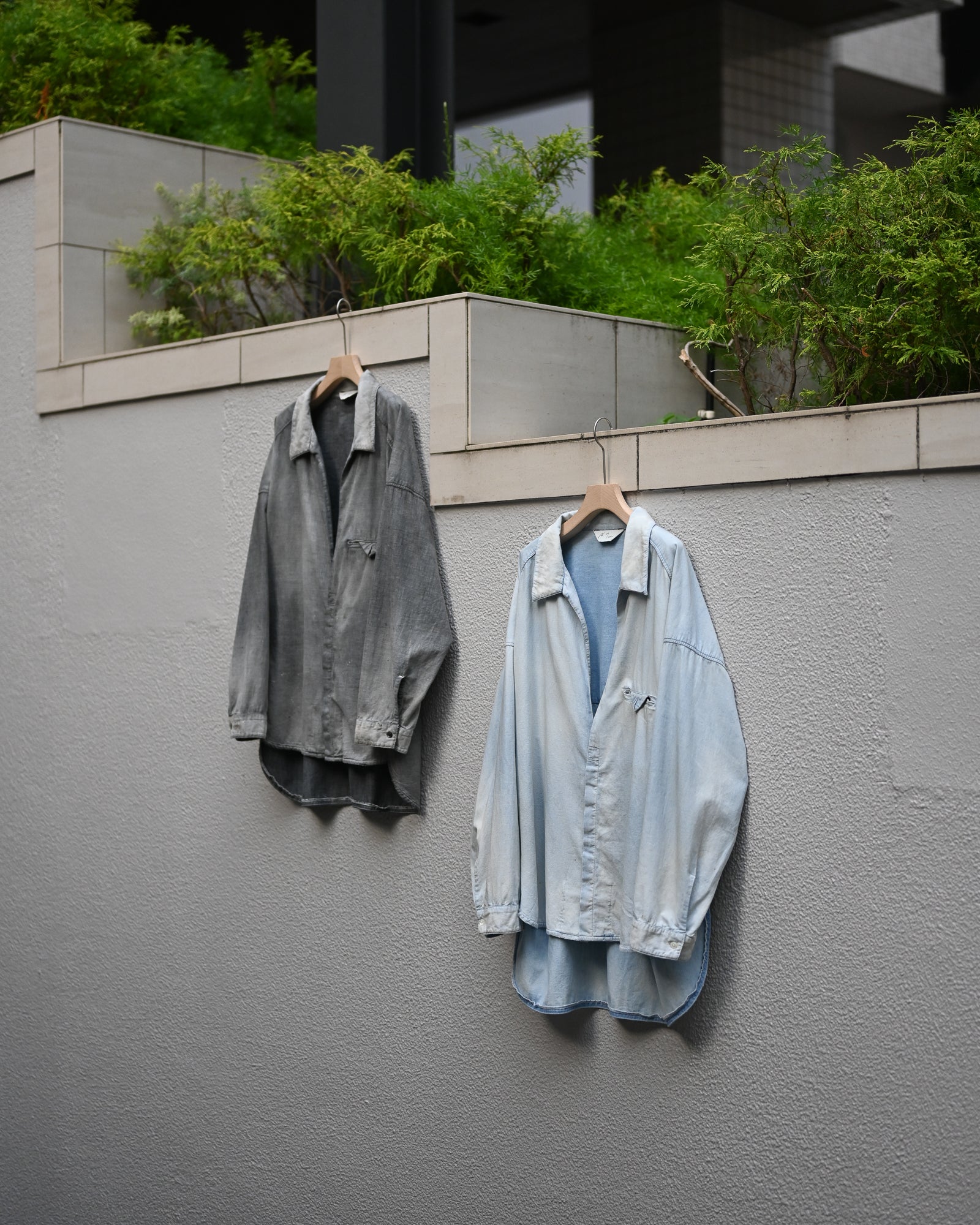 ANCELLM - AGING CHAMBRAY LONG SHIRT | COELACANTH アンセルム 正規