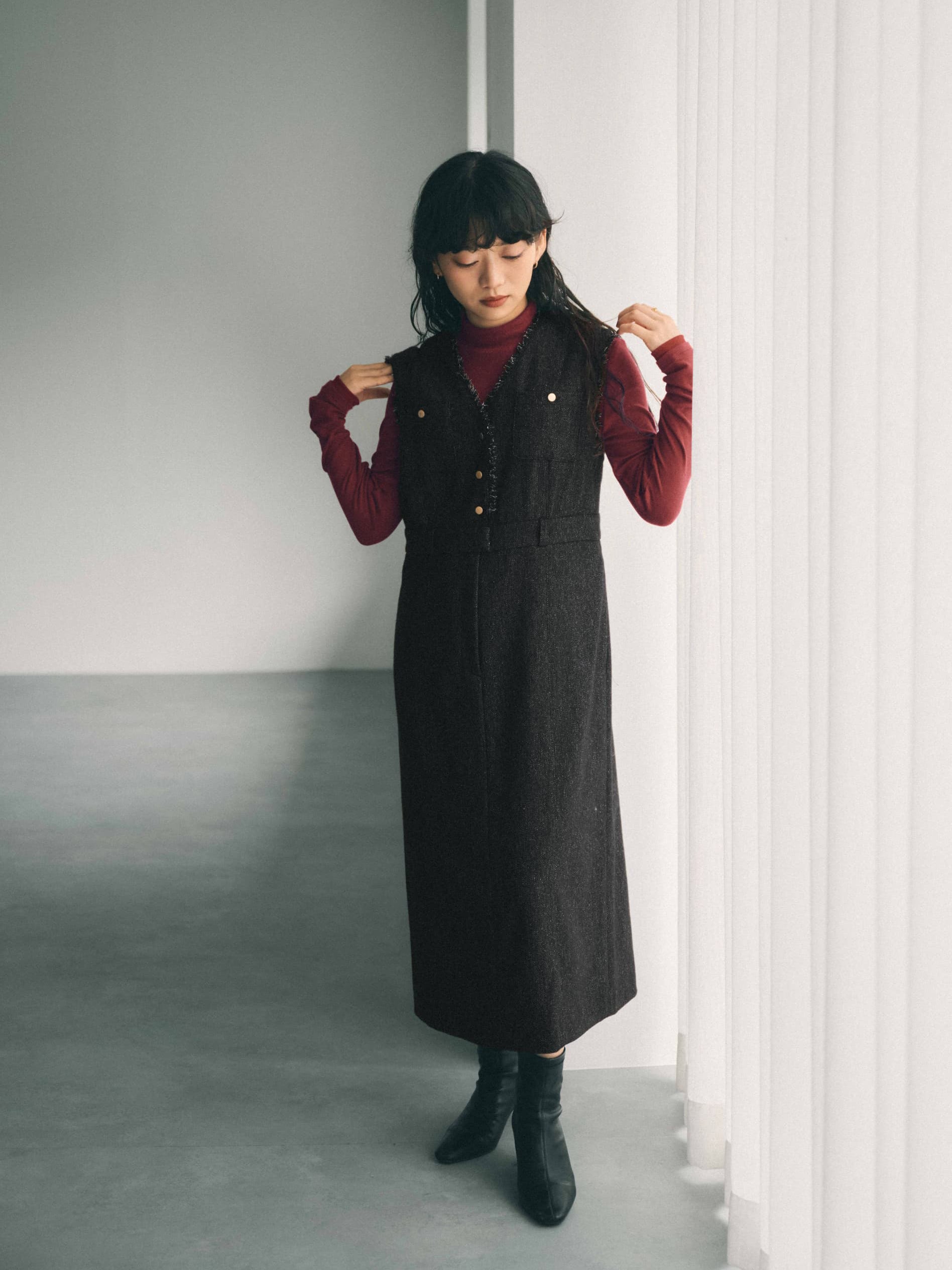 ウールツイードジャンパースカート-short & regular | 小柄・低身長