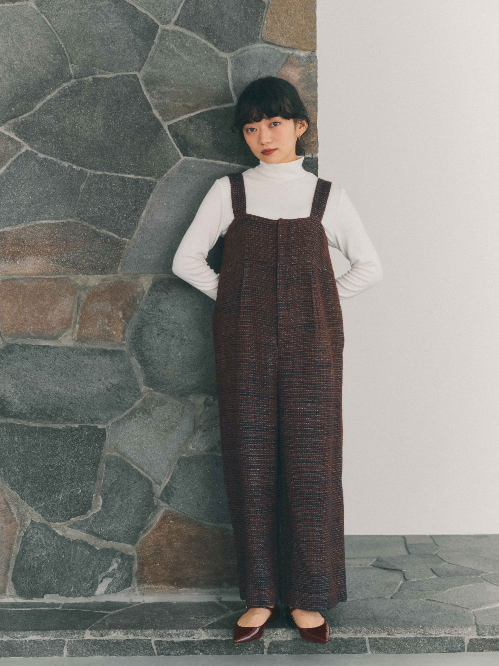 ラメミックスツイードサロペット | 小柄・低身長女性向けファッション