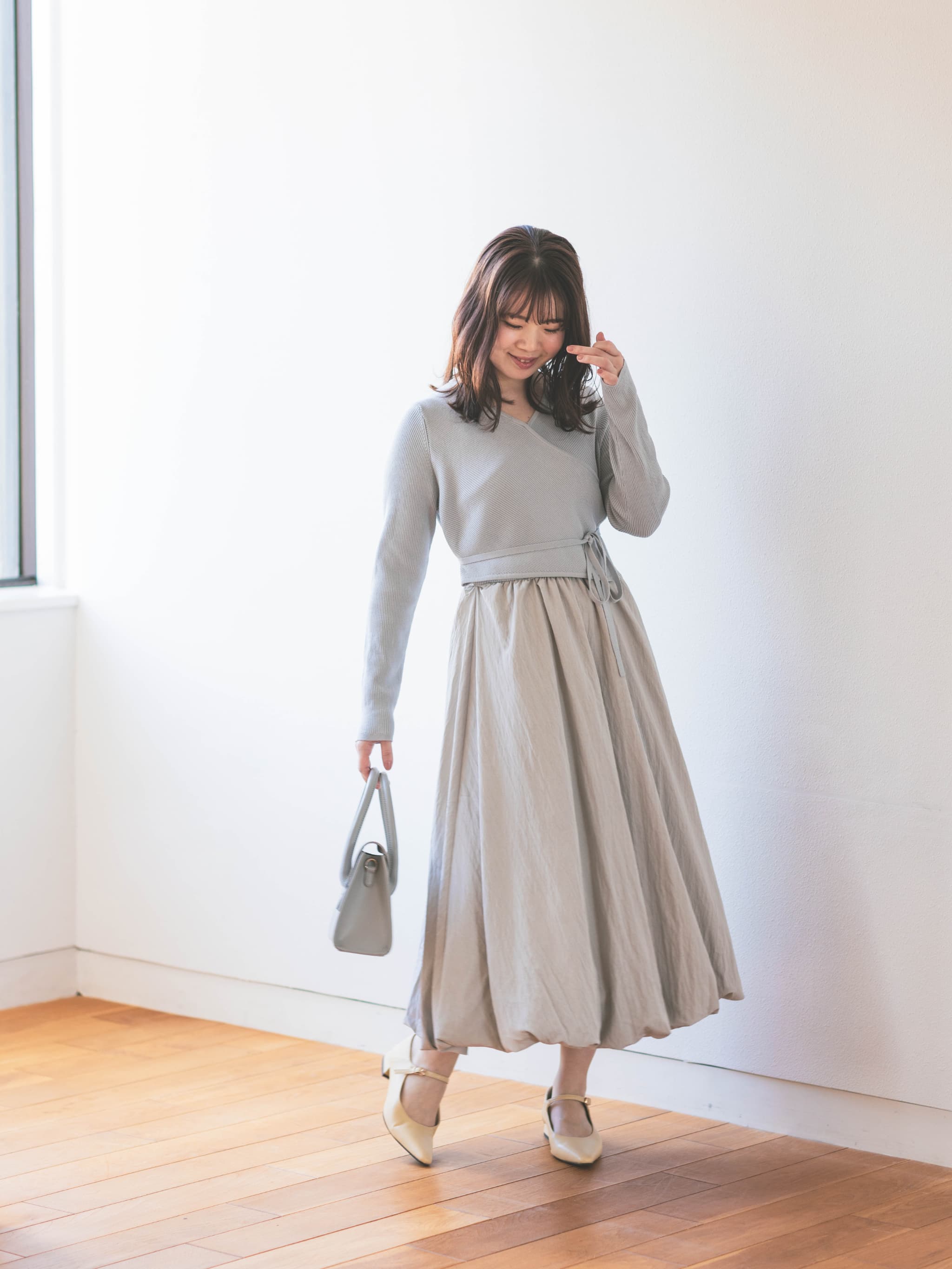 カシュクールバルーンドッキングワンピース | 小柄・低身長女性向け