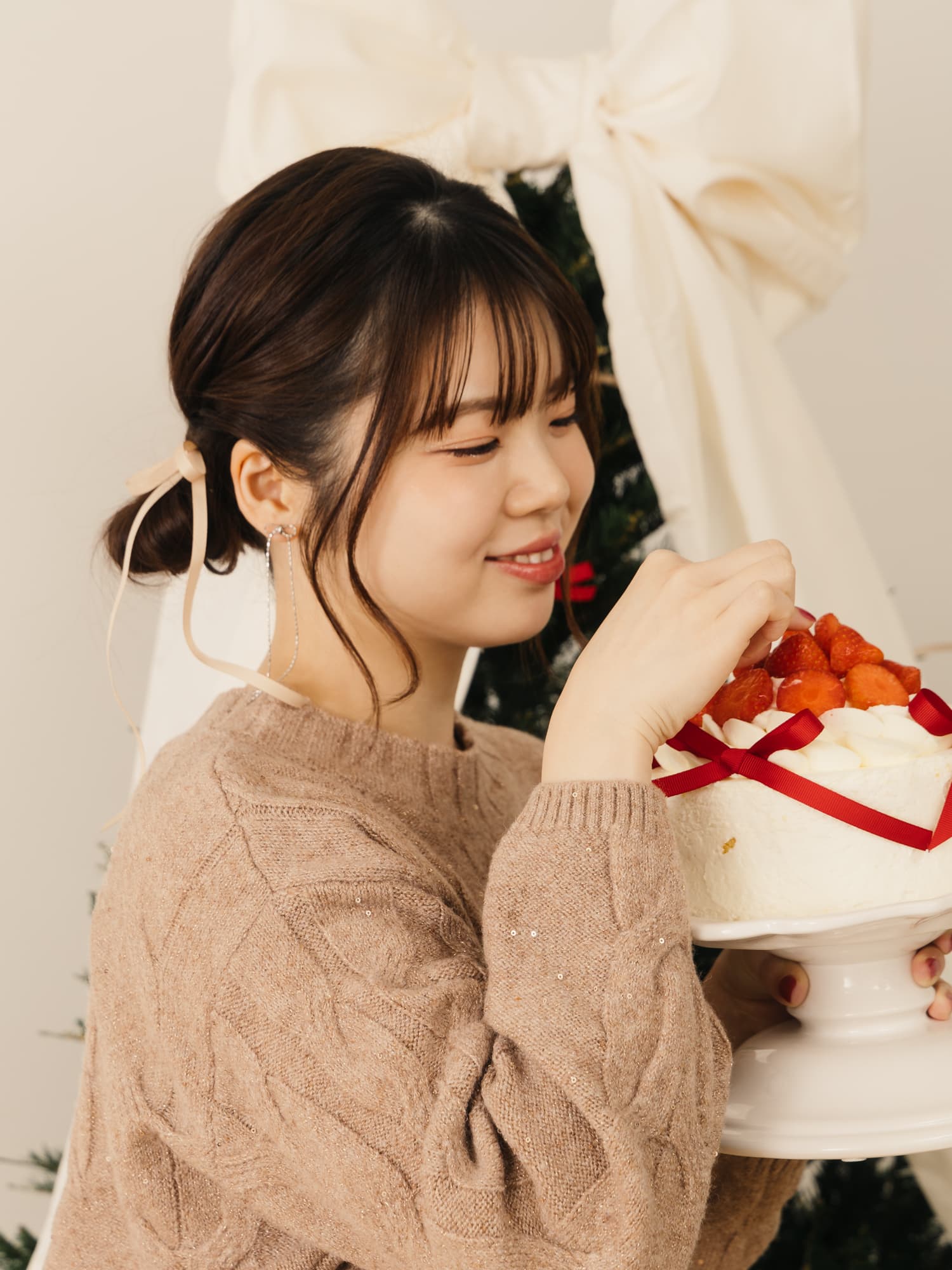 YUNA SANTA】スパンコールケーブルミックスニット | 小柄・低身長女性