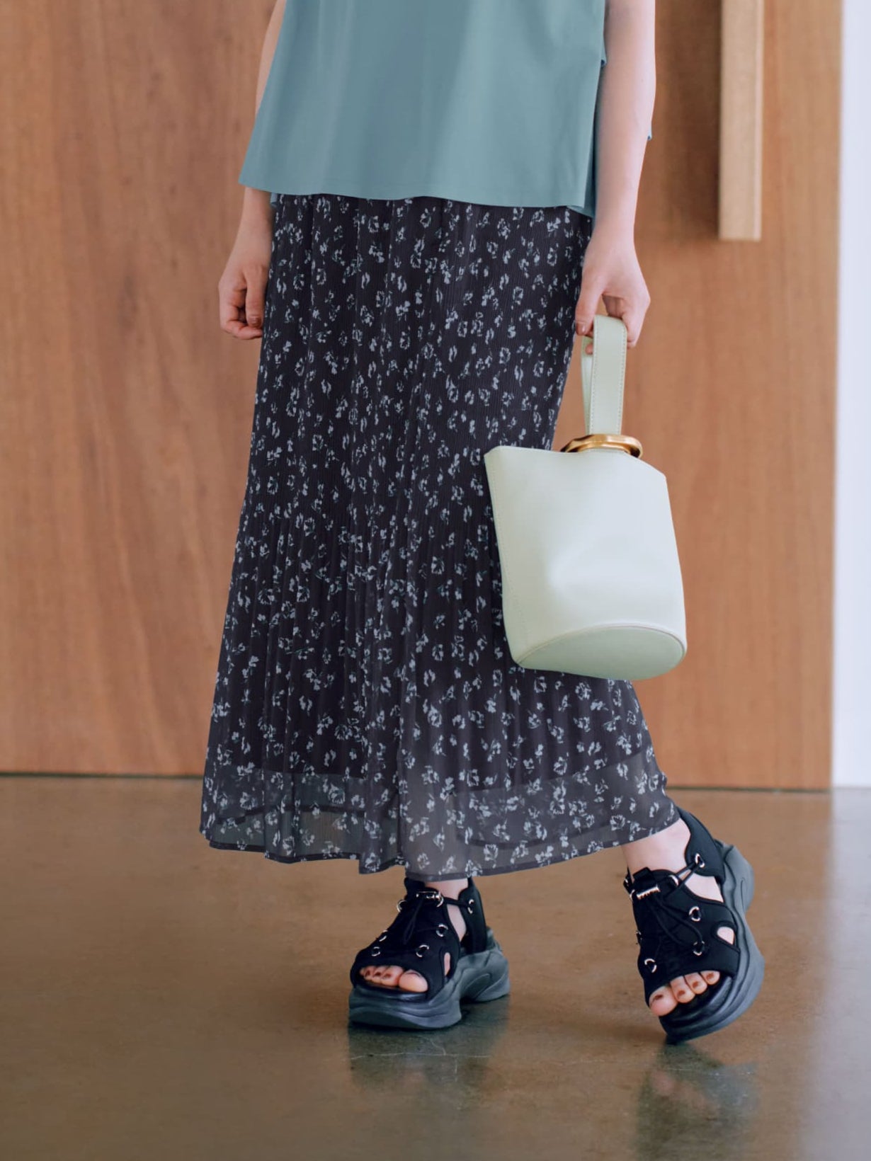 リトルフラワーグラデーションプリーツスカート-short & regular