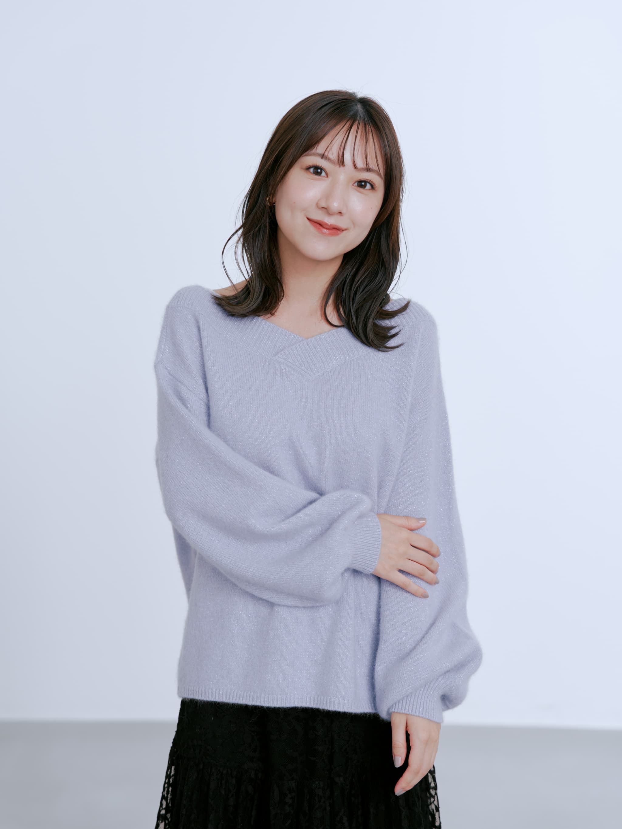 フォックスアンゴラ2wayネックニット | 小柄・低身長女性向け