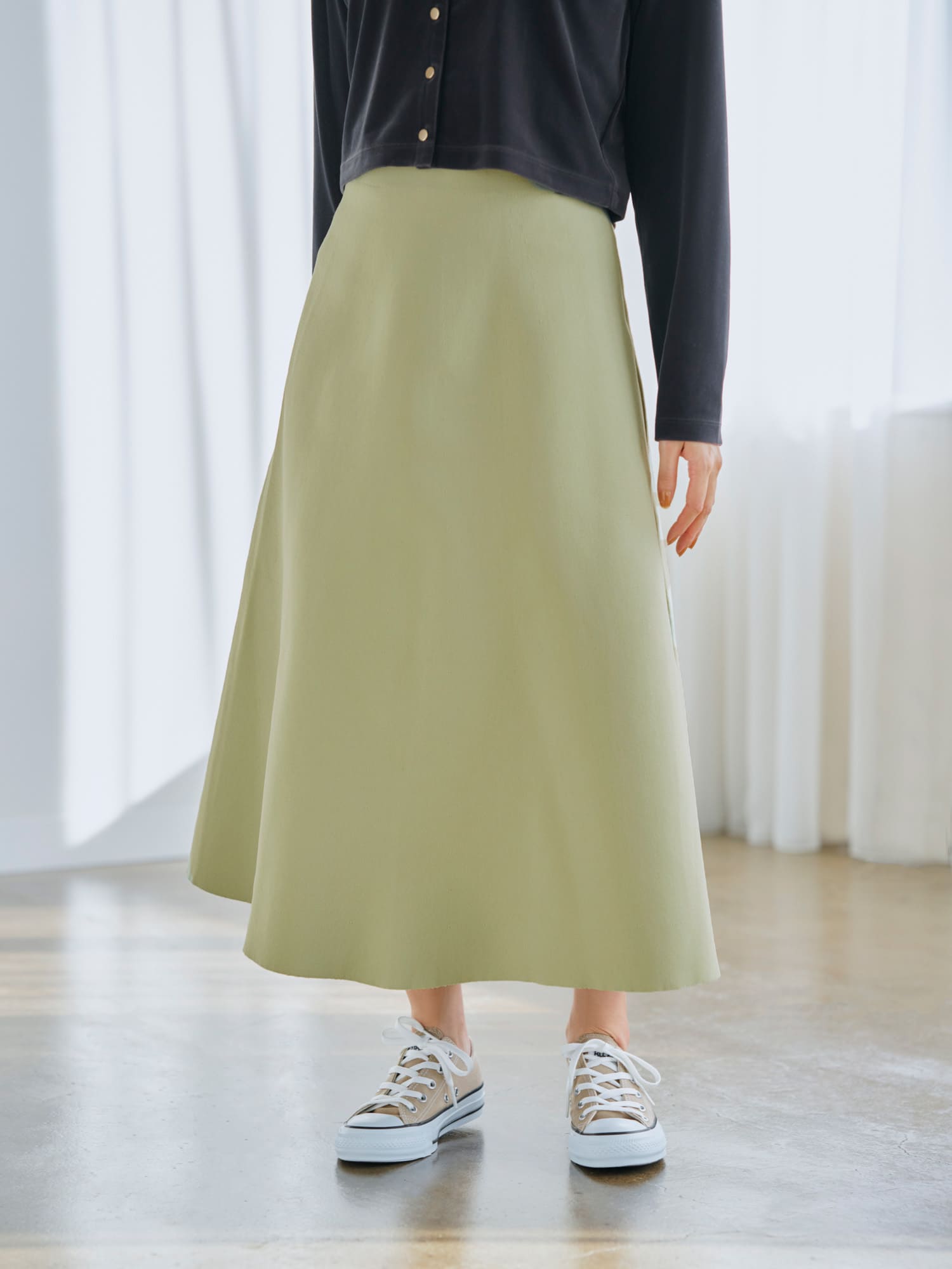 スムースニットフレアスカート | 小柄・低身長女性向けファッション
