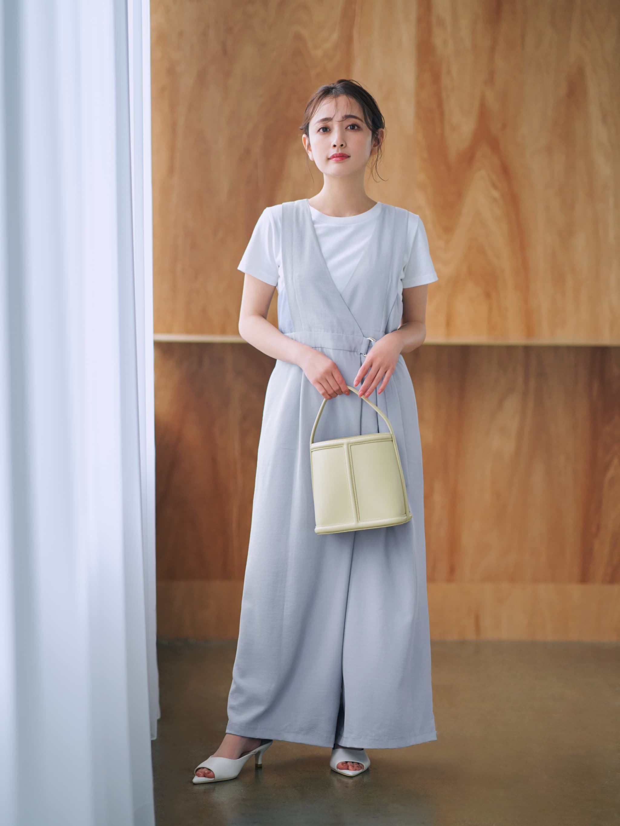 リネンライクアシメタックサロペットパンツ-short & regular | 小柄