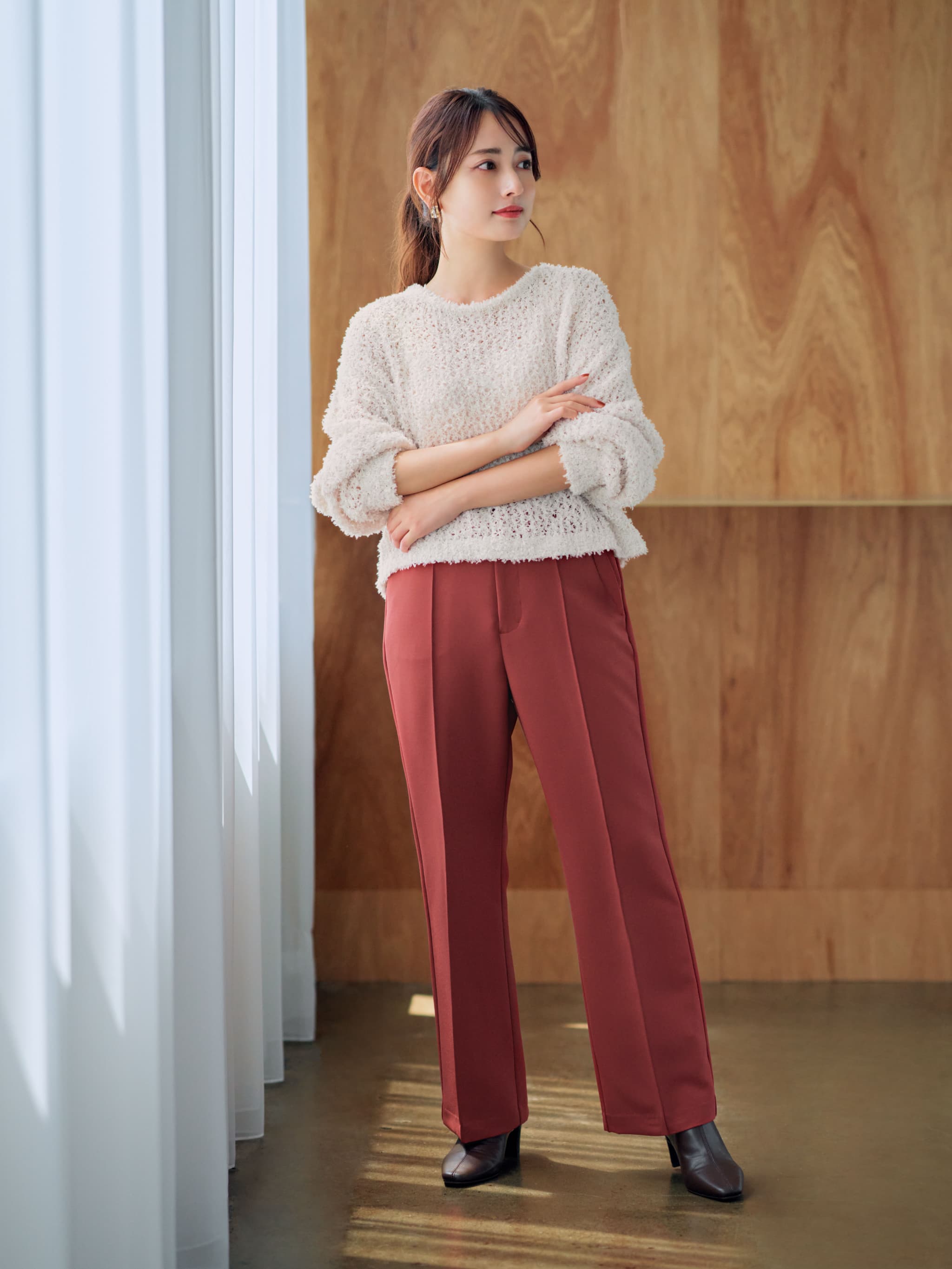 Dカンベルトフレアパンツ-short & regular | 小柄・低身長女性向け