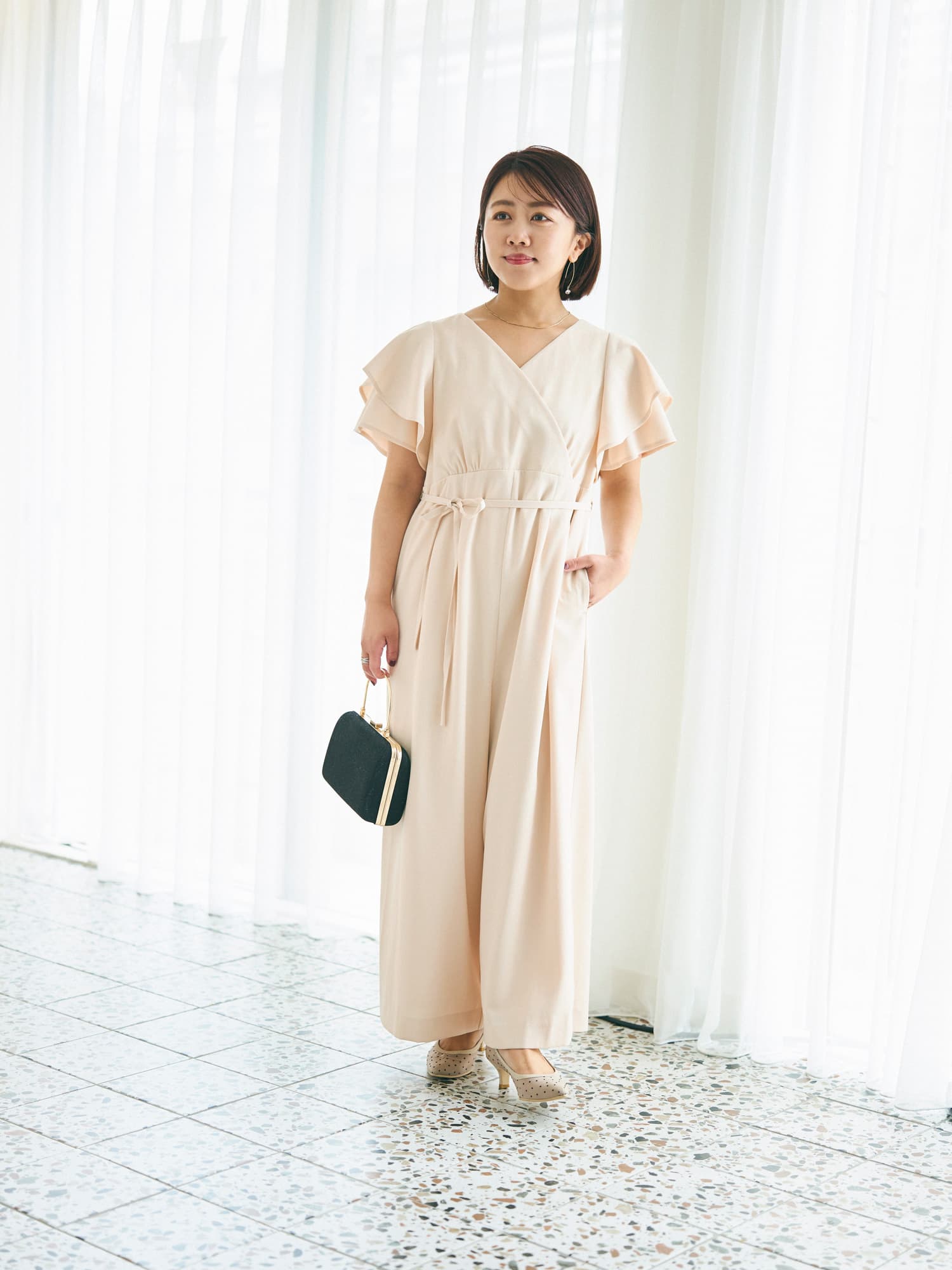 ラッフルスリーブオールインワン-short & regular | 小柄・低身長女性