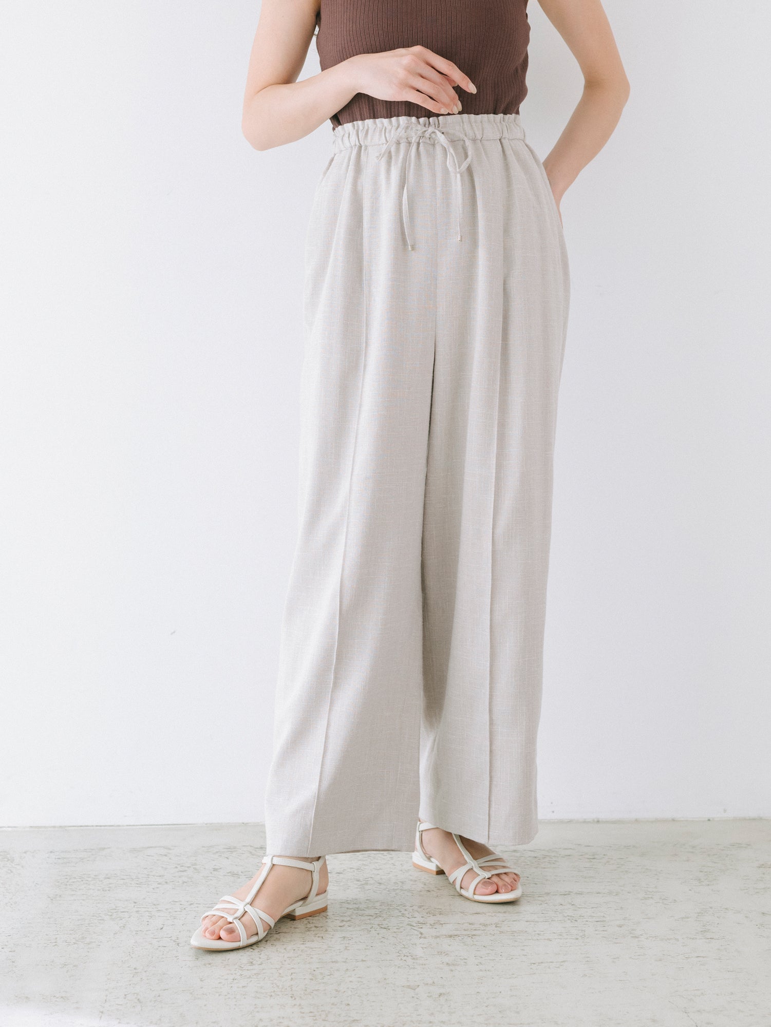 ドロストリネンライクワイドパンツ-short & regular | 小柄・低身長