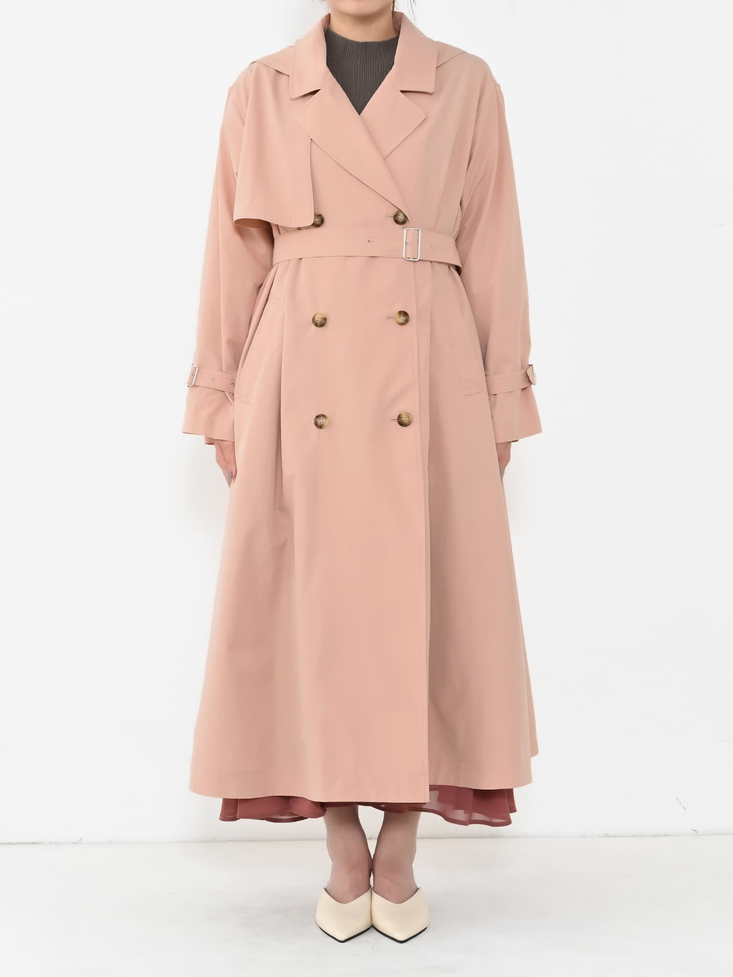 フード付きライトトレンチフレアコート-short & regular | 小柄・低