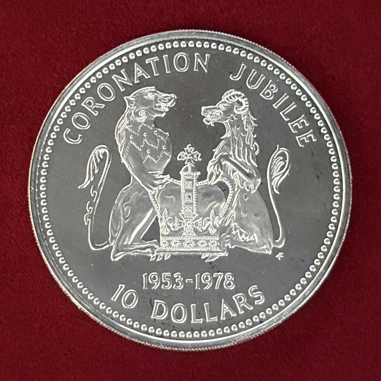 クック諸島】エリザベス2世戴冠式25周年記念 10ドル 銀貨 1978［B