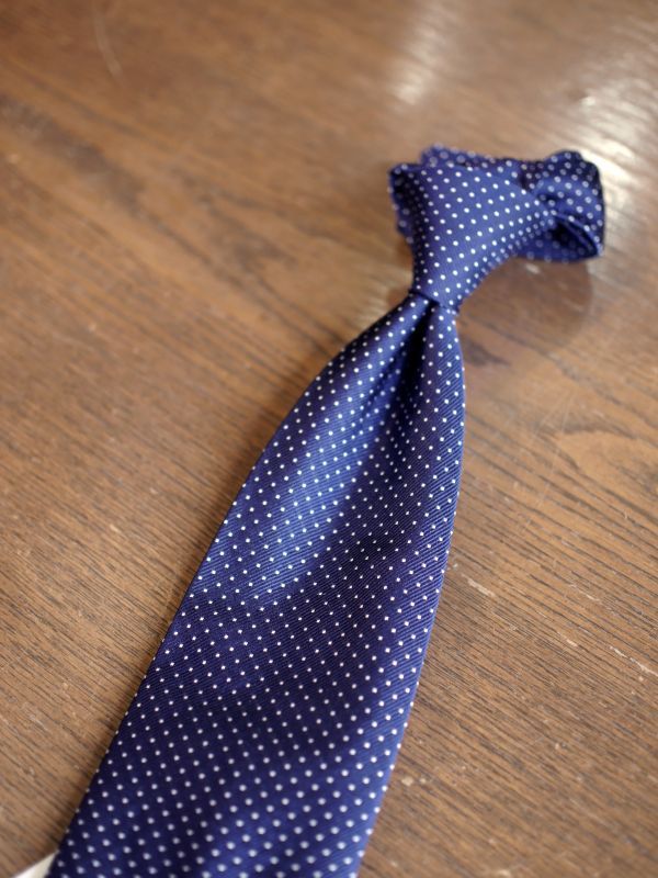 Angelo Fusco （アンジェロ フスコ） インクブルー ピンドット シルク