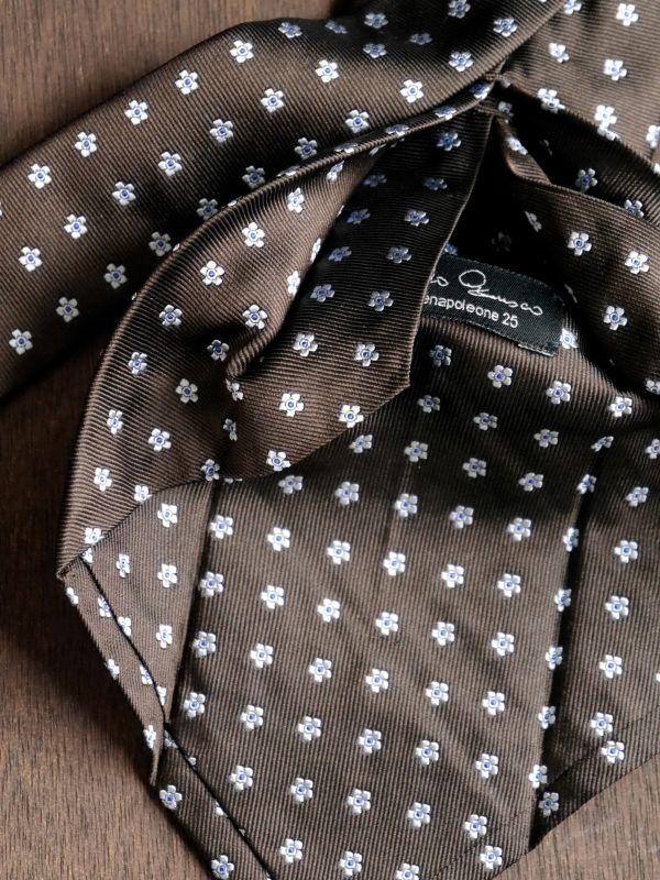 Angelo Fusco （アンジェロ フスコ） ブラウンxサックス小紋 ネクタイ