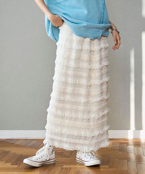 シフォンフリルナロースカート